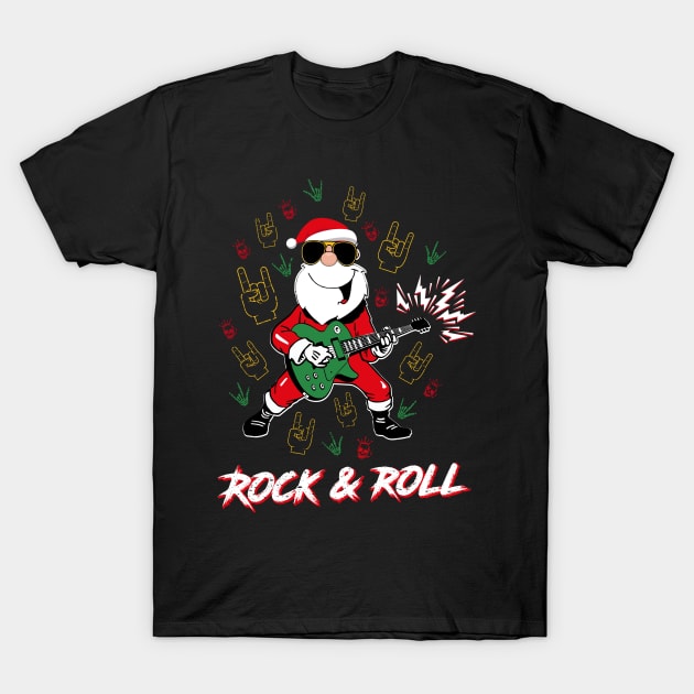 Funny Rock And Roll Santa Awesome Cool Christmas T-Shirt by interDesign